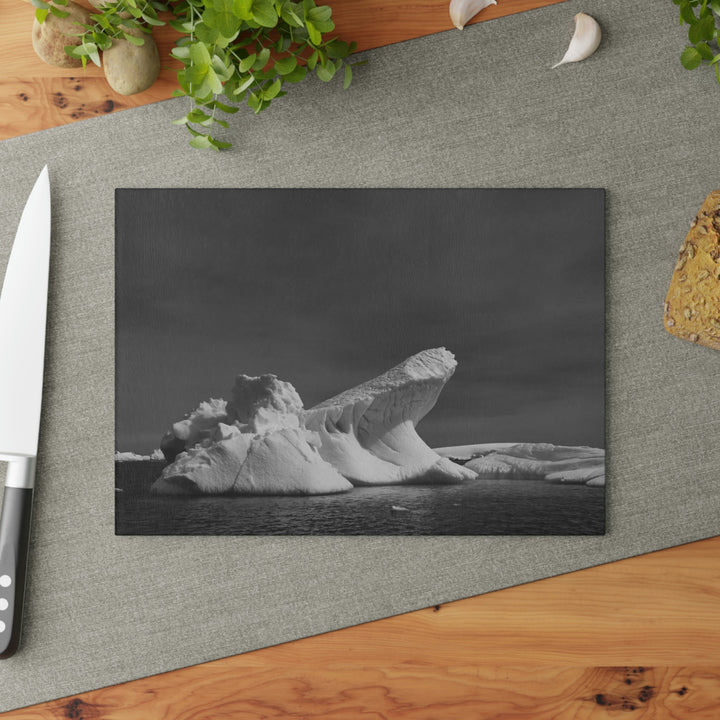 The Angles of an Iceberg in Black and White - Glass Cutting Board - Visiting This World