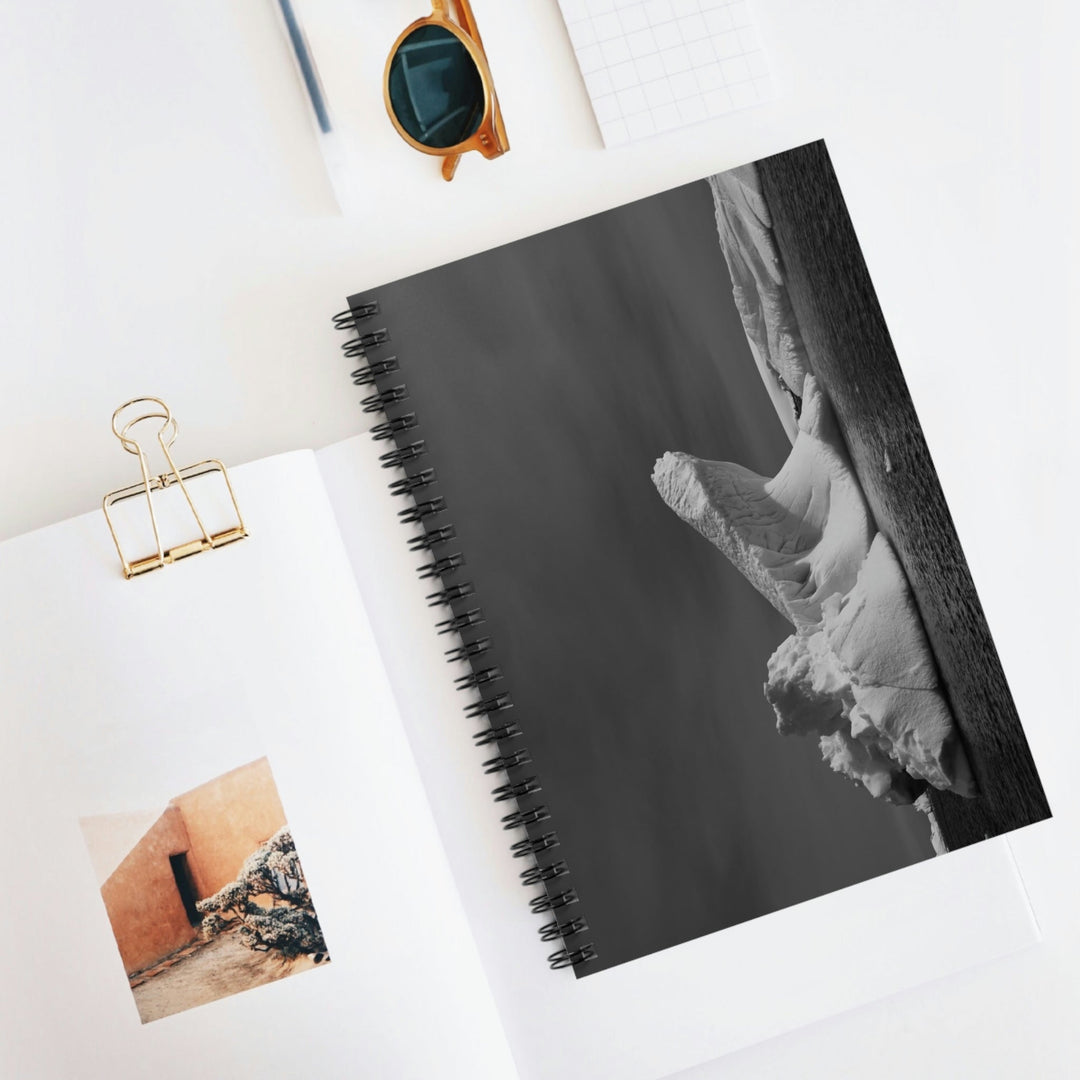 The Angles of an Iceberg in Black and White - Spiral Ruled Line Notebook - Visiting This World