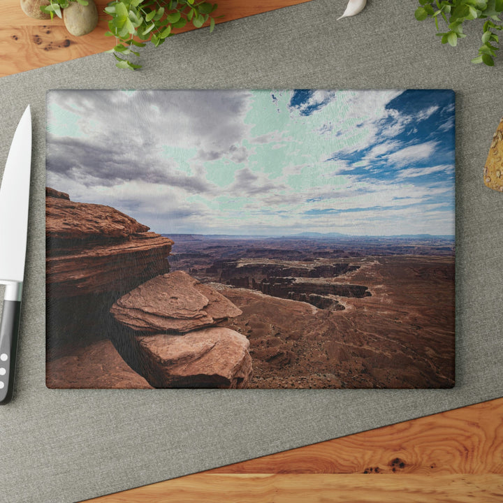 The Canyon Below - Glass Cutting Board - Visiting This World