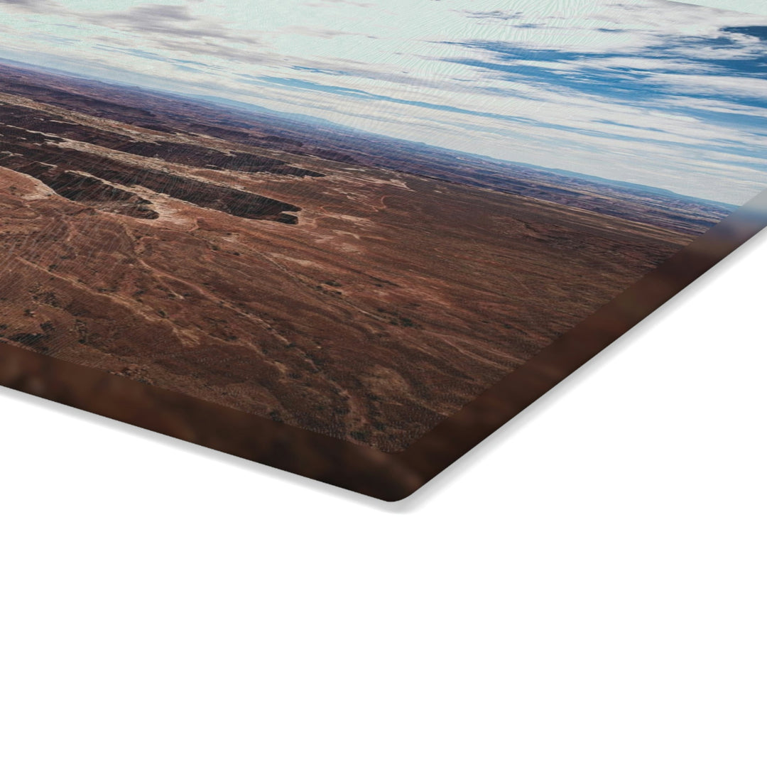 The Canyon Below - Glass Cutting Board - Visiting This World