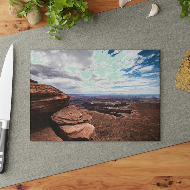 The Canyon Below - Glass Cutting Board - Visiting This World