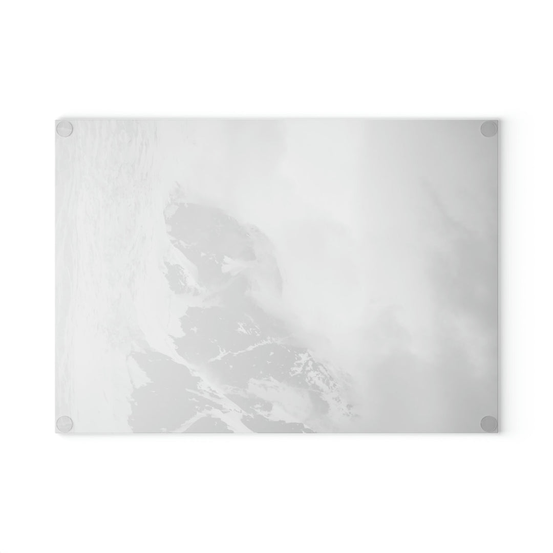 The Mist Descends in Black and White - Glass Cutting Board - Visiting This World