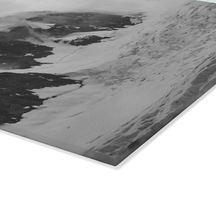 The Mist Descends in Black and White - Glass Cutting Board - Visiting This World