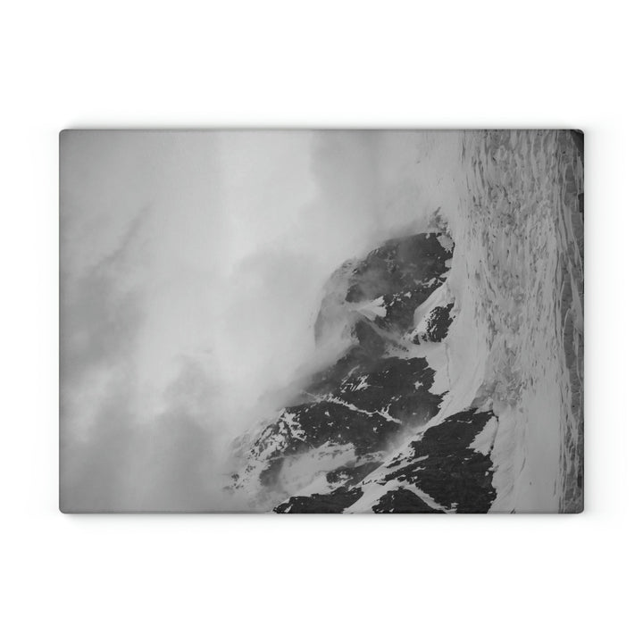 The Mist Descends in Black and White - Glass Cutting Board - Visiting This World