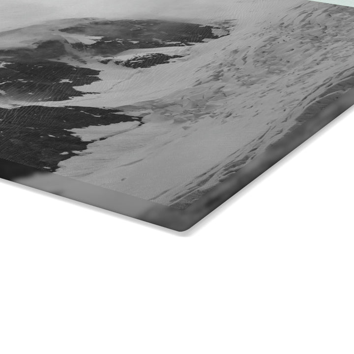 The Mist Descends in Black and White - Glass Cutting Board - Visiting This World