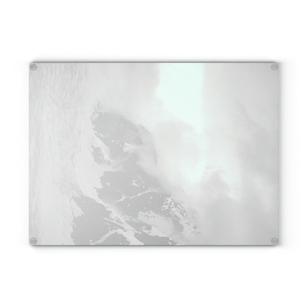 The Mist Descends in Black and White - Glass Cutting Board - Visiting This World