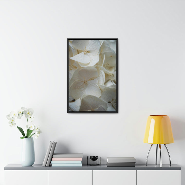 White Hydrangea Detail - Canvas with Frame - Visiting This World