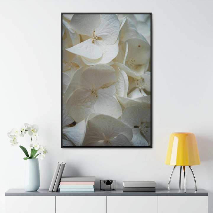 White Hydrangea Detail - Canvas with Frame - Visiting This World