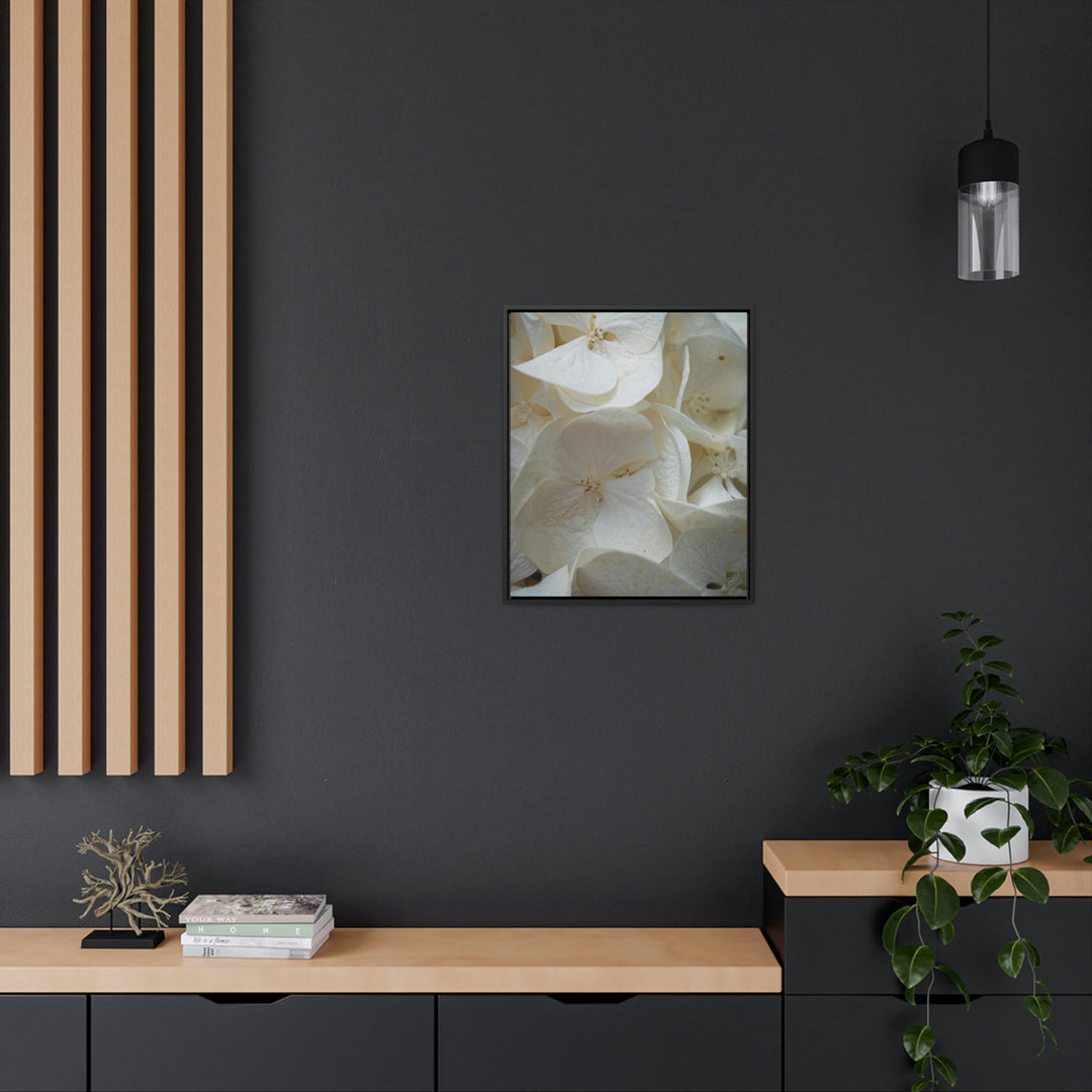 White Hydrangea Detail - Canvas with Frame - Visiting This World