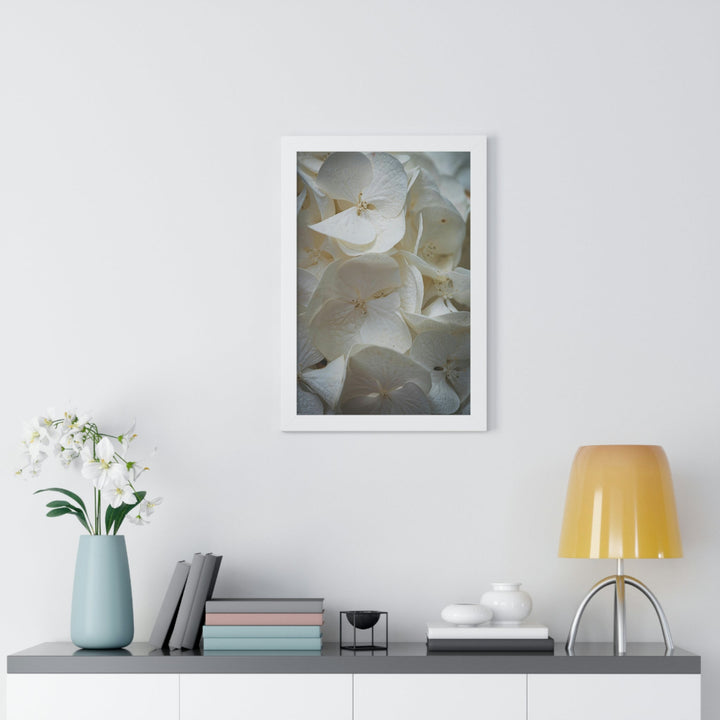 White Hydrangea Detail - Framed Print - Visiting This World