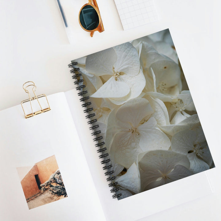 White Hydrangea Detail - Spiral Ruled Line Notebook - Visiting This World