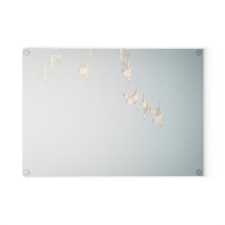 White Ibis in Flight - Glass Cutting Board - Visiting This World