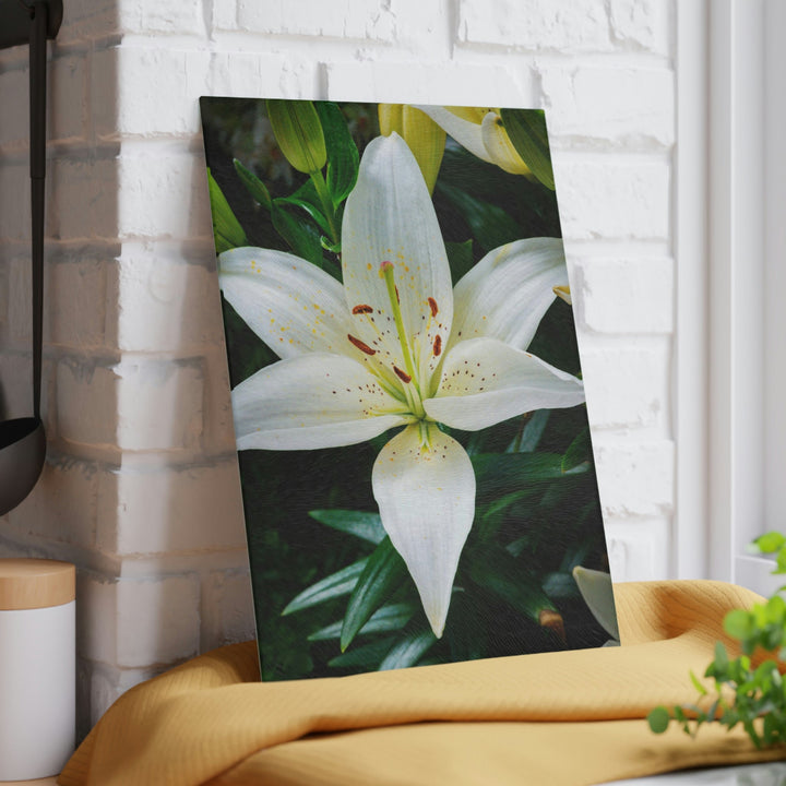 White Lily - Glass Cutting Board - Visiting This World