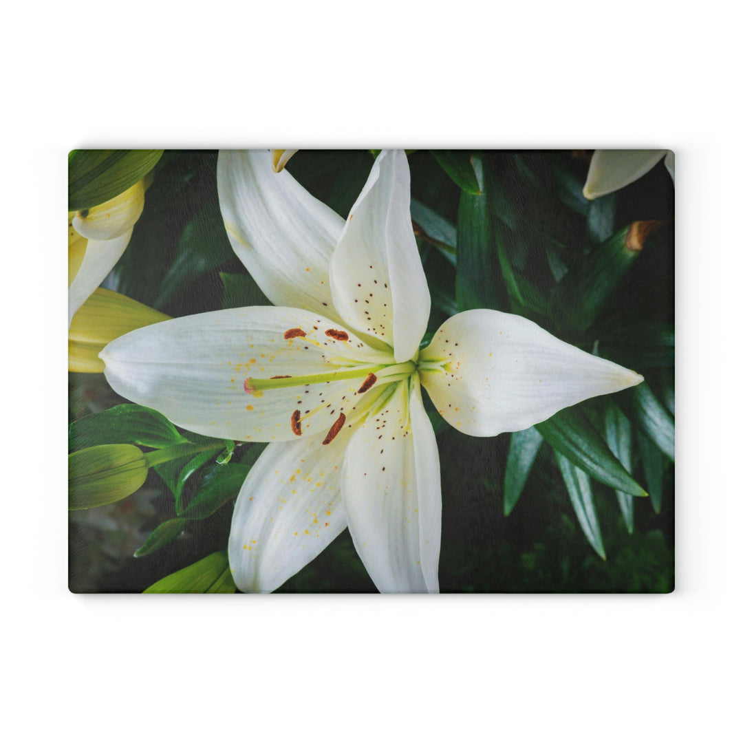 White Lily - Glass Cutting Board - Visiting This World