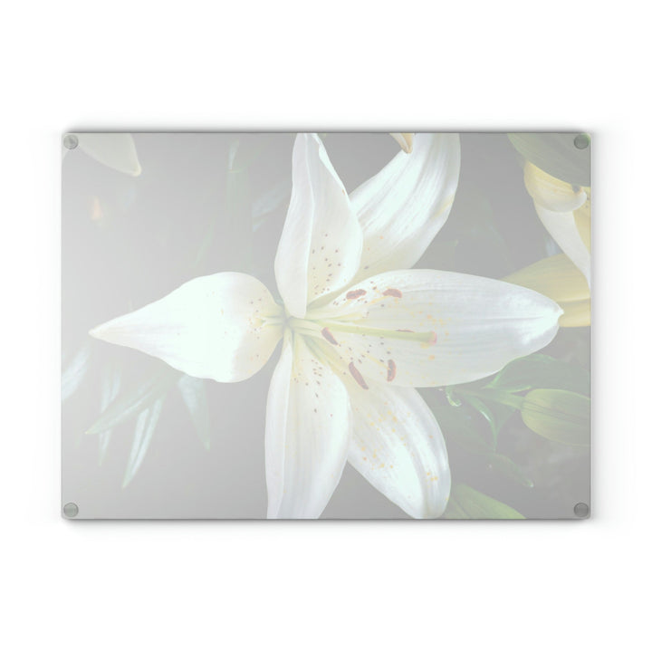 White Lily - Glass Cutting Board - Visiting This World