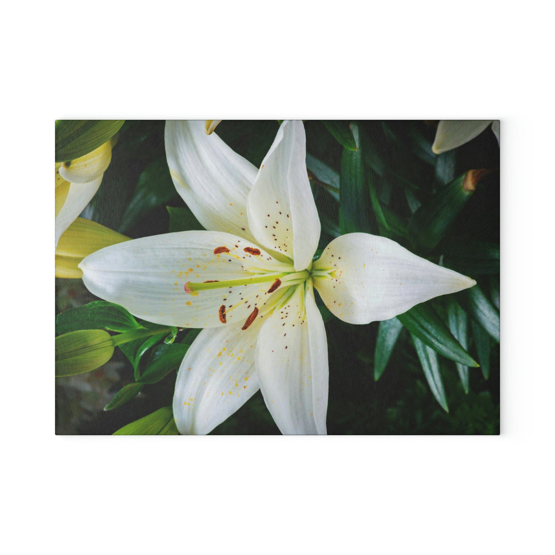 White Lily - Glass Cutting Board - Visiting This World