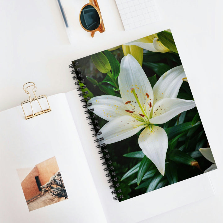 White Lily - Spiral Ruled Line Notebook - Visiting This World