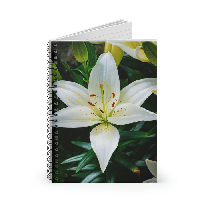 White Lily - Spiral Ruled Line Notebook - Visiting This World