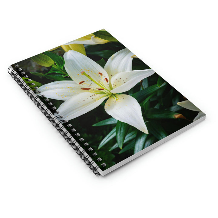 White Lily - Spiral Ruled Line Notebook - Visiting This World